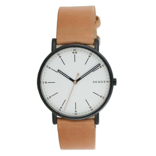 Skagen Herren Uhr Armbanduhr Signatur Leder braun SKW6352