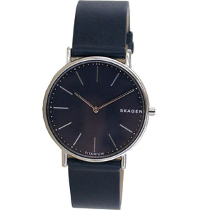 Skagen Herren Uhr Armbanduhr Ancher Leder blau SKW6481