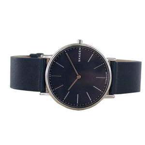 Skagen Herren Uhr Armbanduhr Ancher Leder blau SKW6481