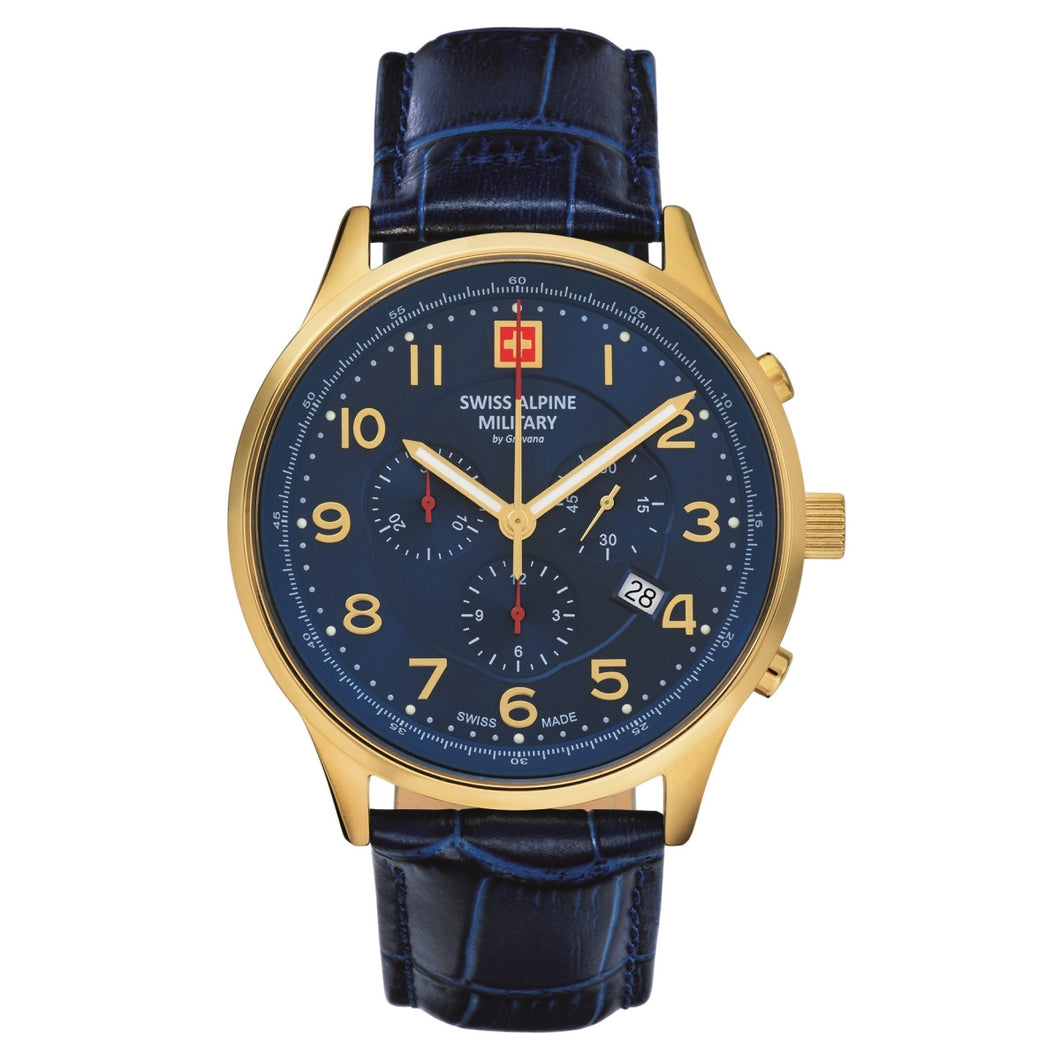 Swiss Alpine Military Herren Uhr Chronograph Analog Quarz 7084.9515SAM Leder