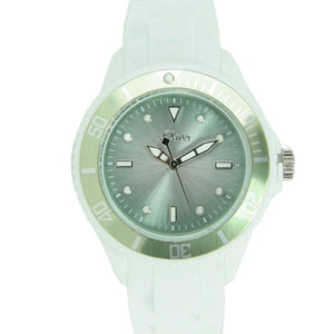 s.oliver Damen Uhr Silkon Armbanduhr weiß hellgrün metallic SO-2700-PQ