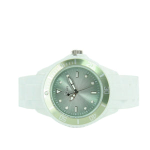 s.oliver Damen Uhr Silkon Armbanduhr weiß hellgrün metallic SO-2700-PQ