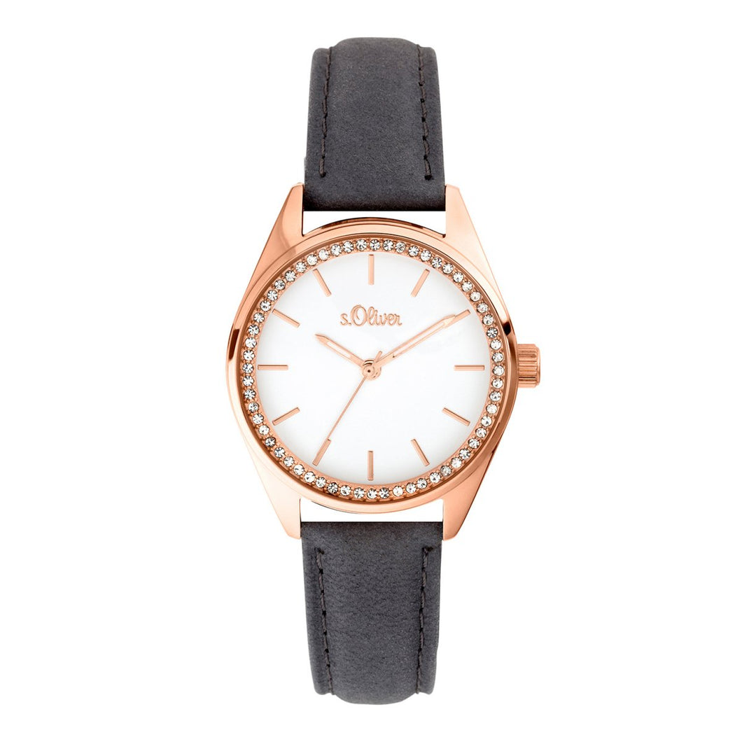 s.Oliver Damen Uhr Armbanduhr Leder SO-3678-LQ