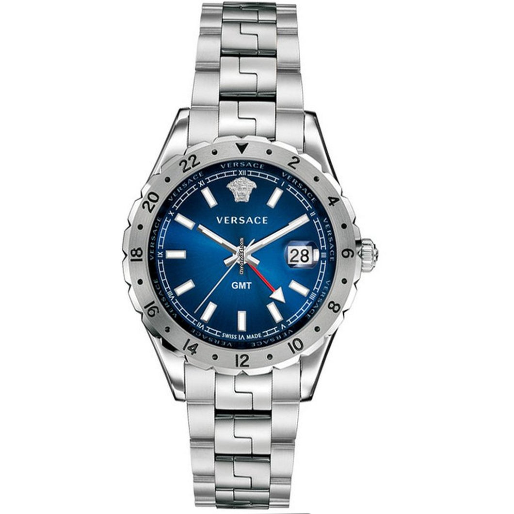 Versace Herren Uhr Armbanduhr Edelstahl Hellenyium GMT V11010015