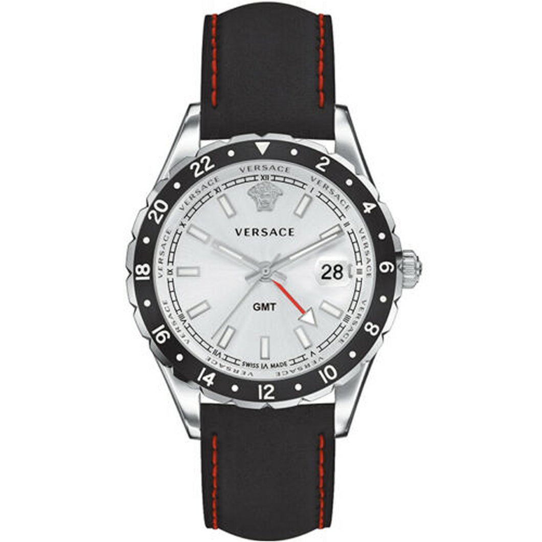 Versace Herren Uhr GMT Armbanduhr Leder Hellenyium V11070017