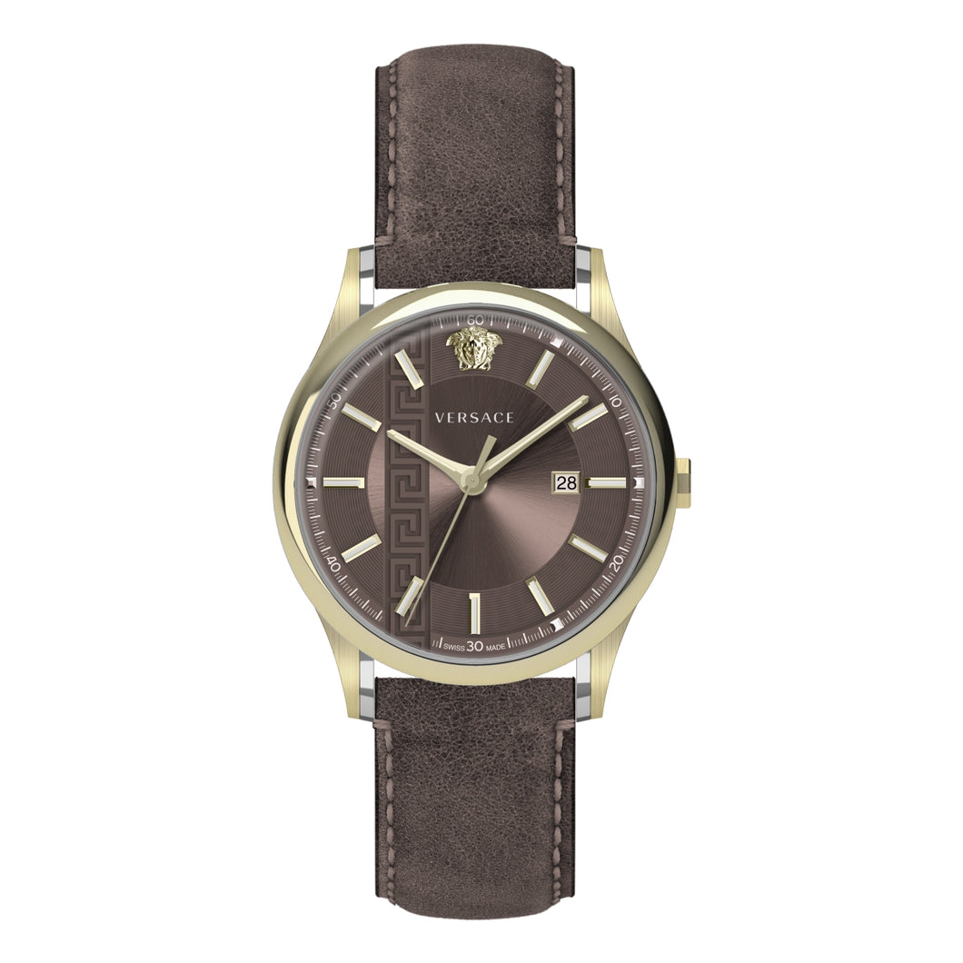 Versace Herren Uhr Armbanduhr Leder Aiakos VE4A00320