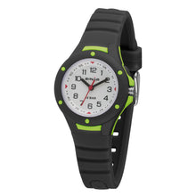 Laden Sie das Bild in den Galerie-Viewer, SINAR Jugenduhr Armbanduhr Analog Quarz Jungen Silikonband XB-17-1 Schwarz Grün