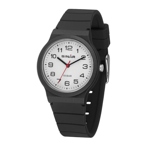 SINAR Jugenduhr Armbanduhr Analog Quarz Unisex Silikonband XB-18-1 Schwarz