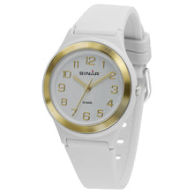 Laden Sie das Bild in den Galerie-Viewer, SINAR Jugenduhr Armbanduhr Analog Quarz Mädchen Silikonband XB-48-0 weiss gold
