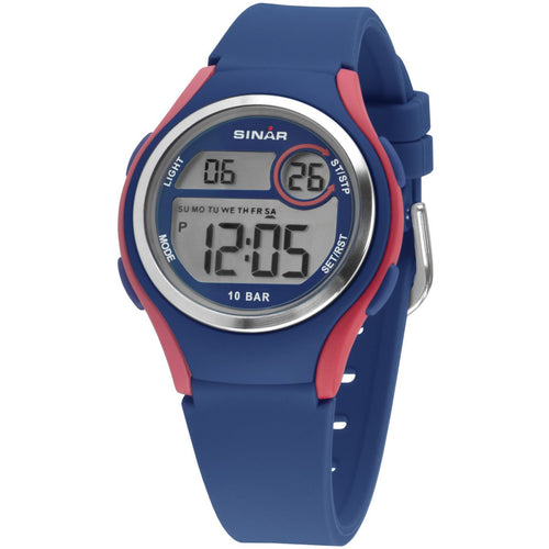 SINAR Jugenduhr Armbanduhr Digital Quarz Unisex Silikonband XE-64-6 Blau Koralle